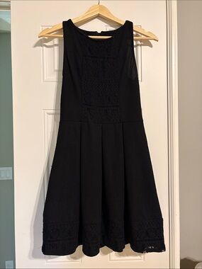 Xhilaration Black Lace Trim Fit & Flare Dress